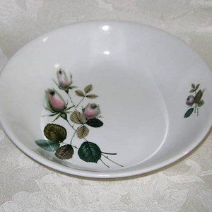Vintage Soup Bowl Johnson Bros., England, MCM Snowhite Pink Long Stemmed Roses